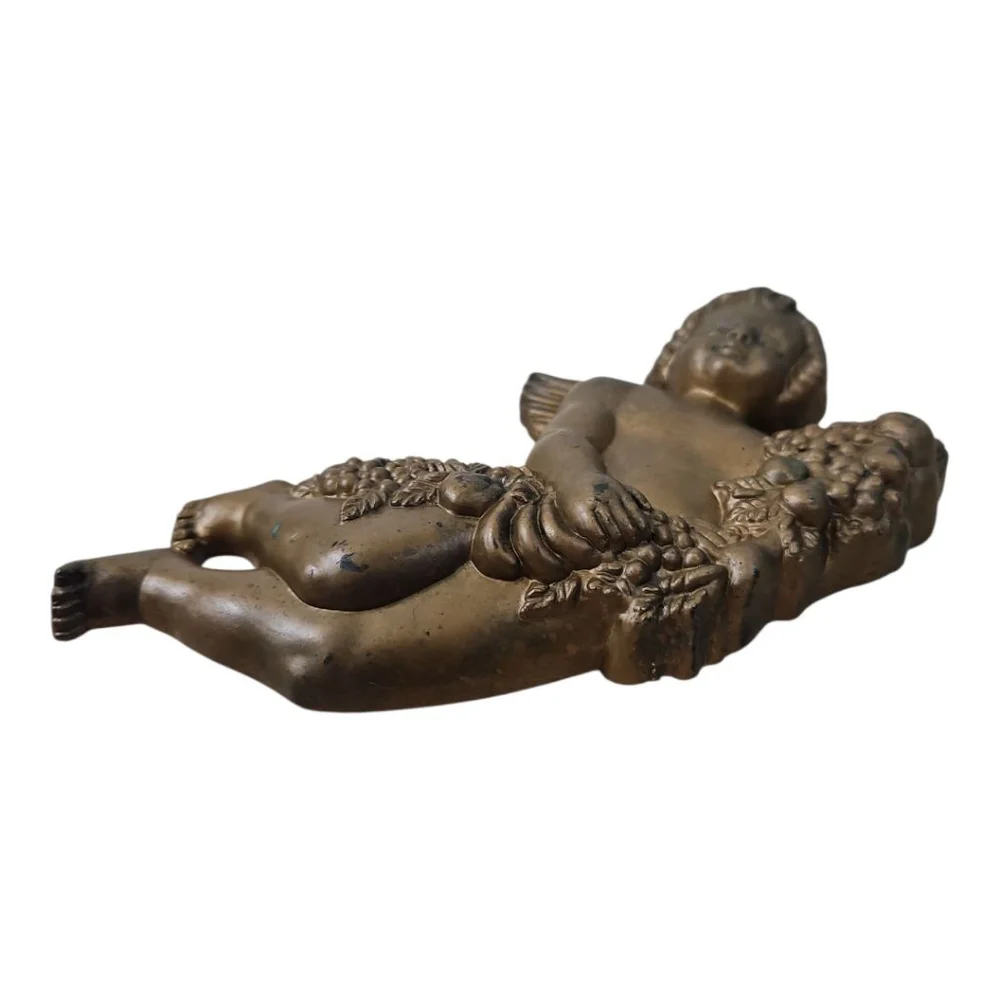 HF Vintage Gold Tone Cherub Angels 3D Wall Decor 2 Piece Plastic MCM